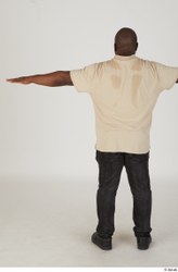 Whole Body Man T poses Black Casual Chubby Standing Street photo references